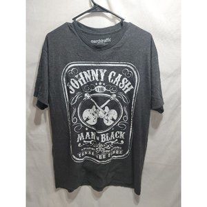 Johnny Cash Man In Black Gray Logo Graphic T-Shirt Merch Traffic Size M